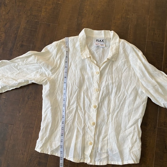 Flax white linen button down blouse - Picture 6 of 9